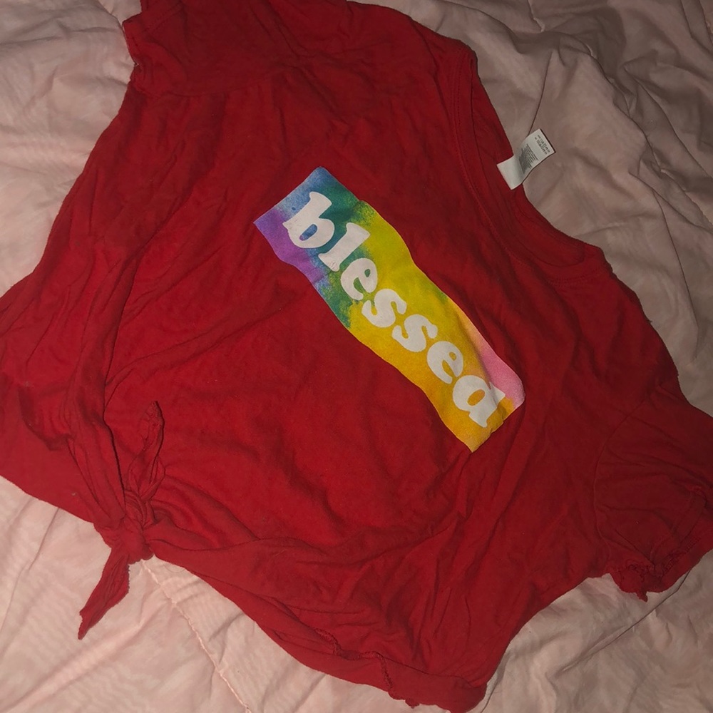 “Blessed” Cute Red Crop Top